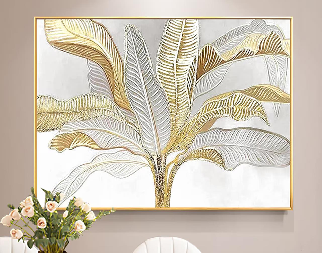 Gold silver leaf wall decor Oil Paintings